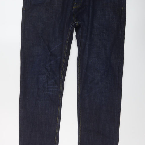 TU Mens Blue Cotton Straight Jeans Size 36 in L30 in Slim Button