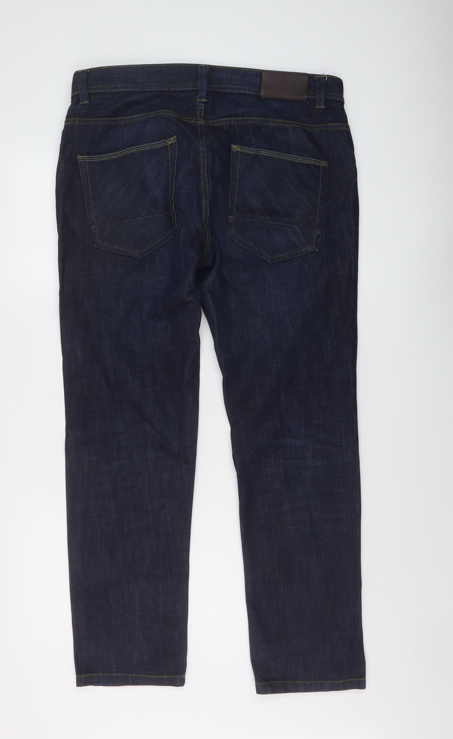 TU Mens Blue Cotton Straight Jeans Size 36 in L30 in Slim Button