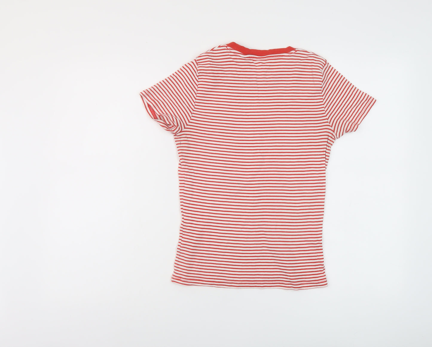 Levi's Womens Red Striped Cotton Basic T-Shirt Size XS Crew Neck