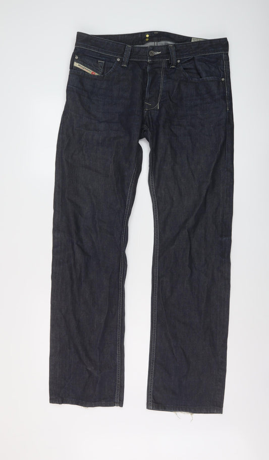 Diesel Mens Blue Cotton Straight Jeans Size 32 in L32 in Regular Button