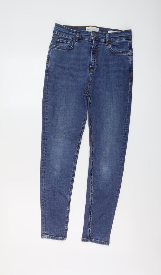 Per Una Womens Blue Cotton Skinny Jeans Size 10 L26 in Regular Button