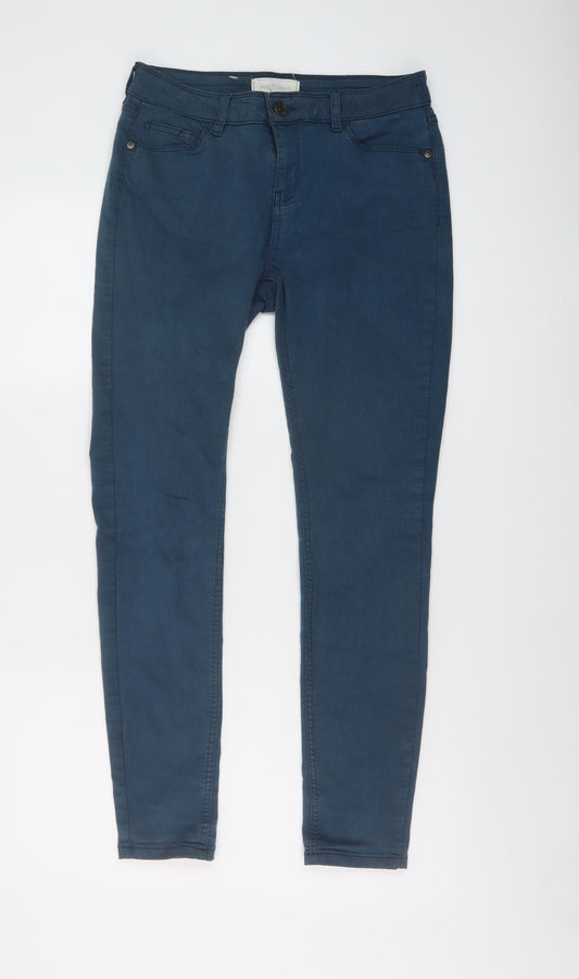 Fat Face Womens Blue Cotton Skinny Jeans Size 10 L28 in Regular Button