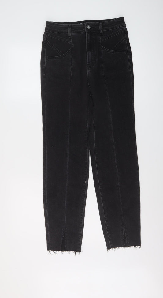 Stradivarius Womens Black Cotton Mom Jeans Size 10 L28 in Slim Button