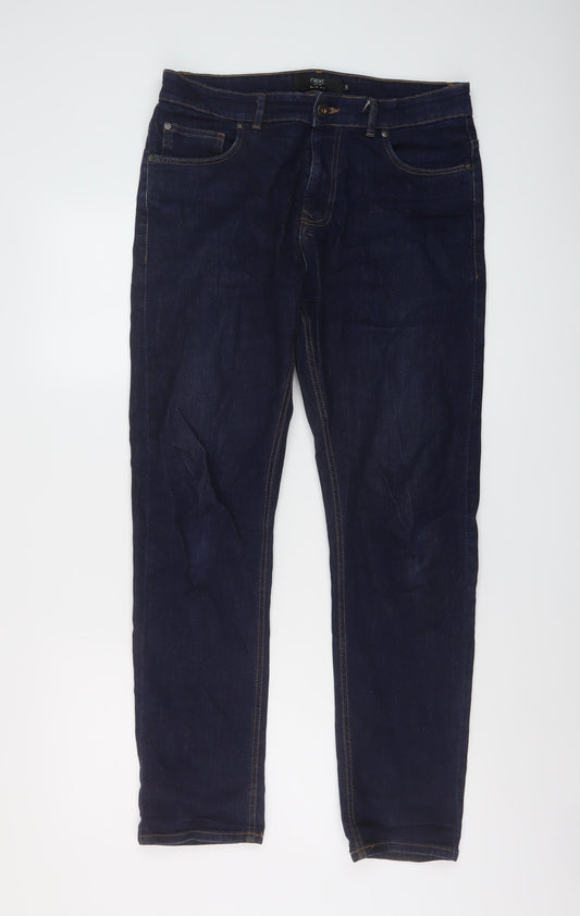 NEXT Mens Blue Cotton Straight Jeans Size 32 in L29 in Regular Button