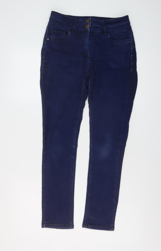 M&Co Womens Blue Cotton Skinny Jeans Size 10 L27 in Regular Button