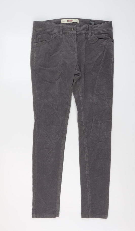 NEXT Womens Grey Cotton Trousers Size 12 L29 in Regular Button