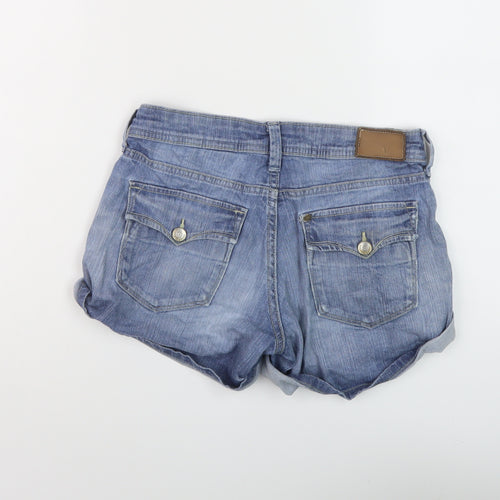 H&M Womens Blue Cotton Hot Pants Shorts Size 6 L4 in Regular Button