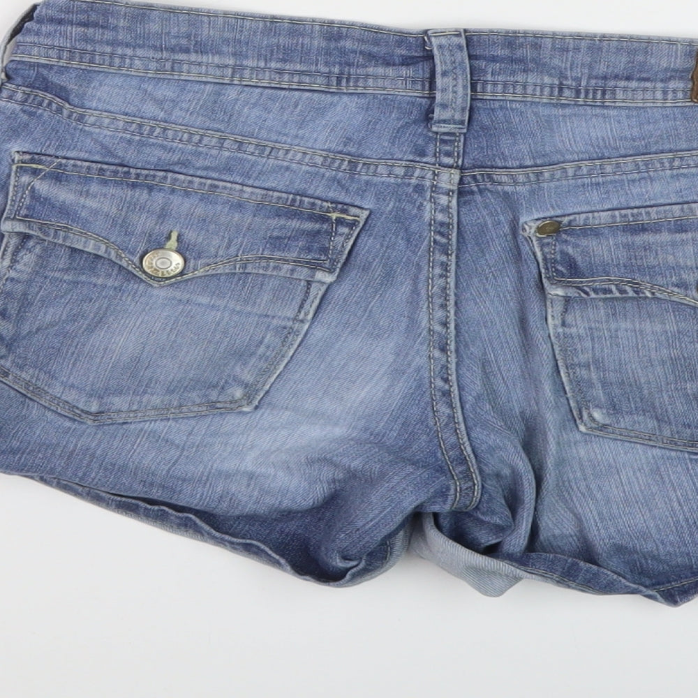 H&M Womens Blue Cotton Hot Pants Shorts Size 6 L4 in Regular Button