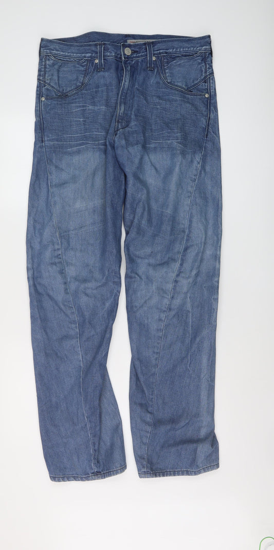 Levi's Mens Blue Cotton Straight Jeans Size 32 in L33 in Regular Button