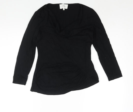 Damsel in a Dress Womens Black Viscose Basic Blouse Size 10 Cowl Neck - Rouched