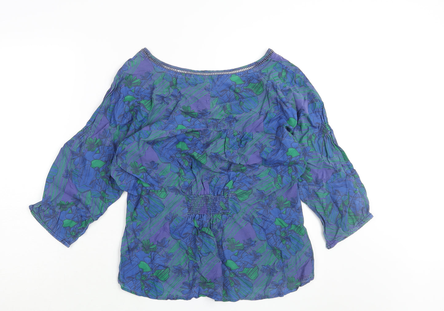 Fat Face Womens Blue Geometric Viscose Basic Blouse Size 16 Round Neck - Floral Print