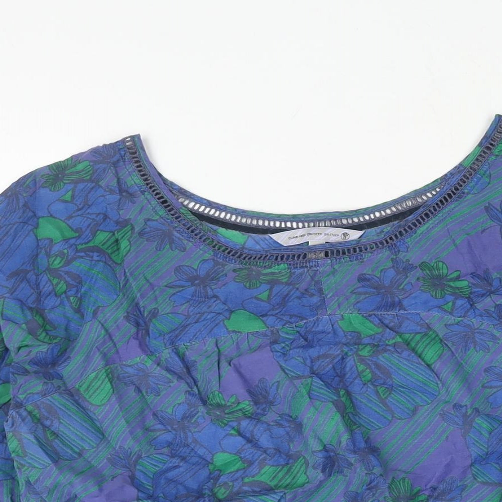 Fat Face Womens Blue Geometric Viscose Basic Blouse Size 16 Round Neck - Floral Print