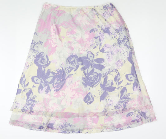 Anna Rose Womens Multicoloured Floral Polyester A-Line Skirt Size 20 - Elasticated Waist Frill