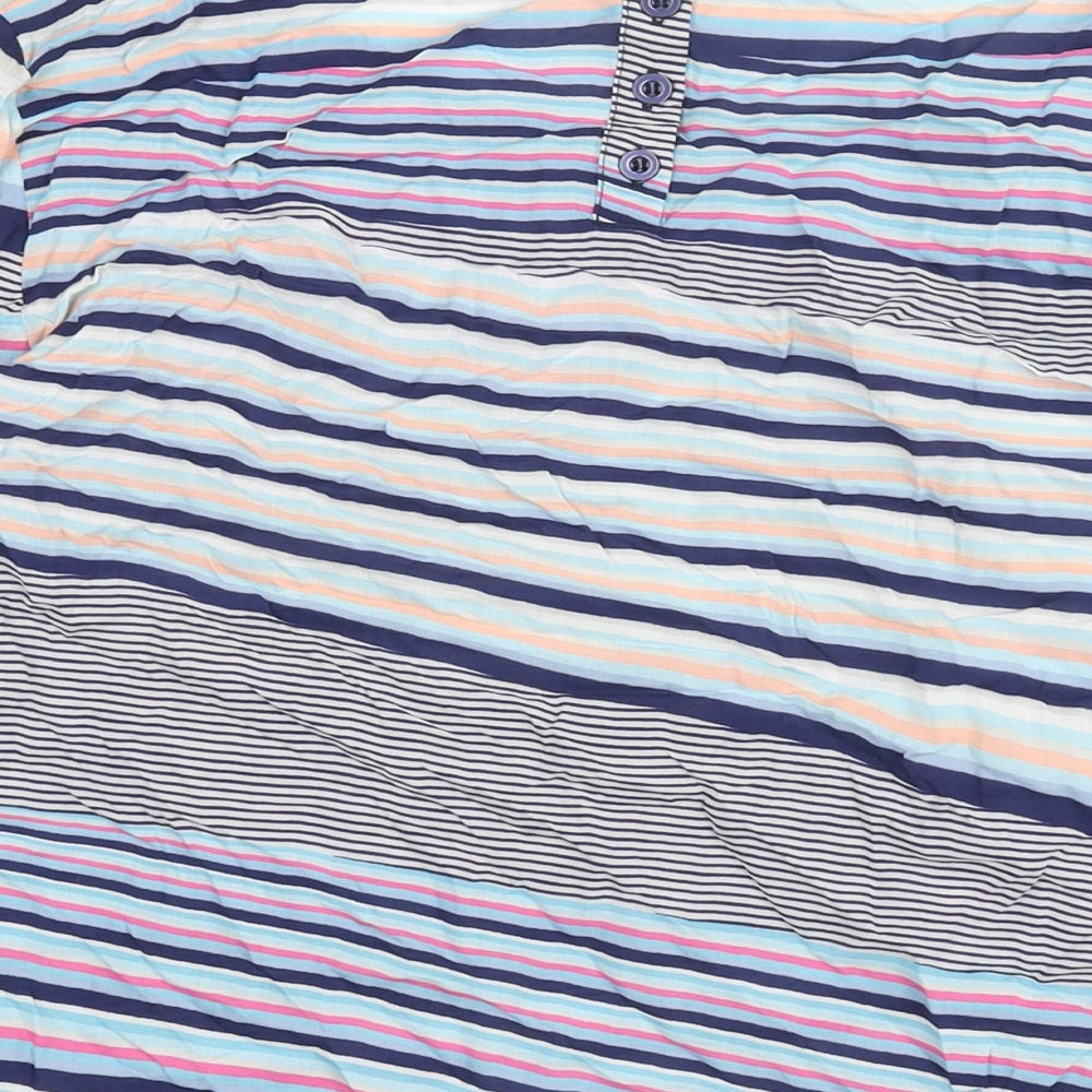 Marks and Spencer Womens Multicoloured Striped Viscose Basic Blouse Size 12 Round Neck