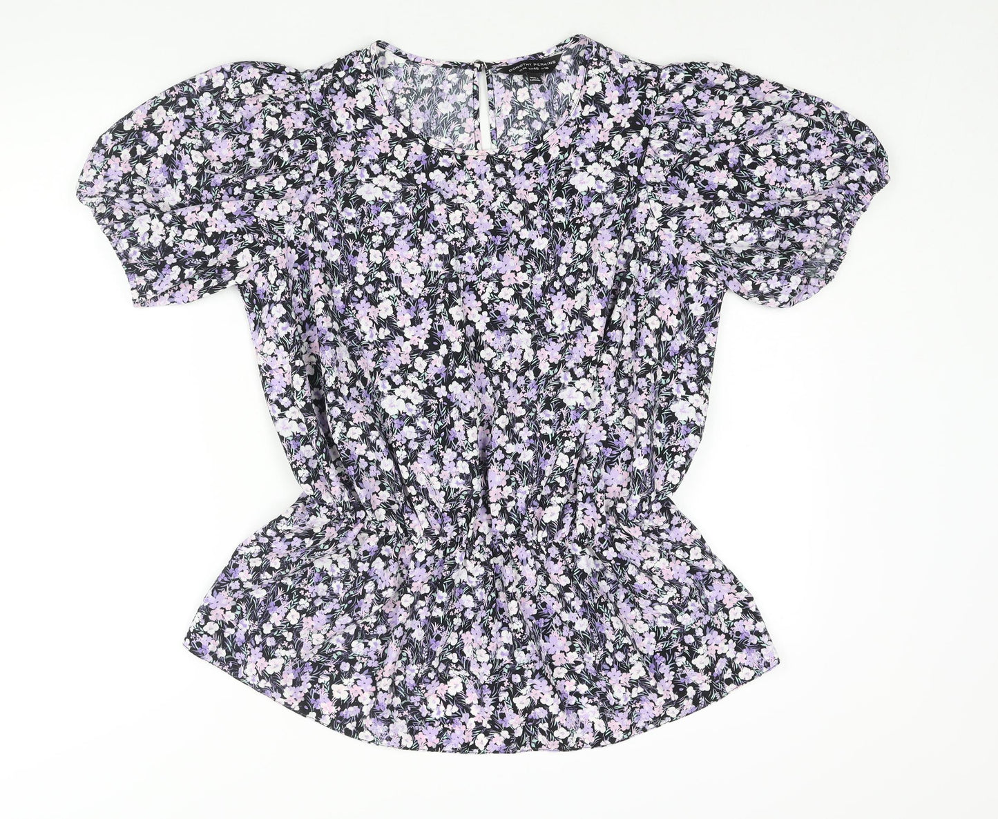 Dorothy Perkins Womens Purple Floral Polyester Basic Blouse Size 18 Round Neck - Peplum