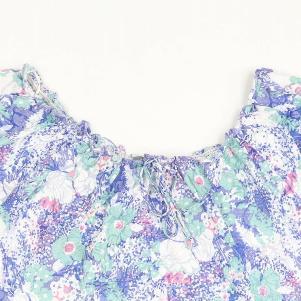 Per Una Womens Blue Geometric Polyester Basic Blouse Size 12 Collared - Bow Floral Print