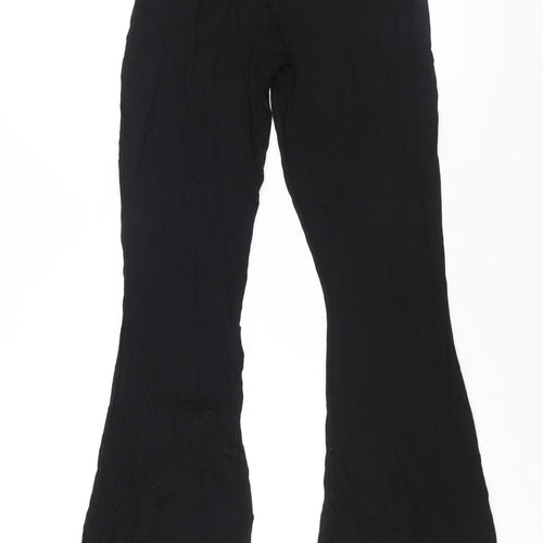 Boohoo Womens Black Viscose Trousers Size 16 L29 in Regular - Elasticated Waist