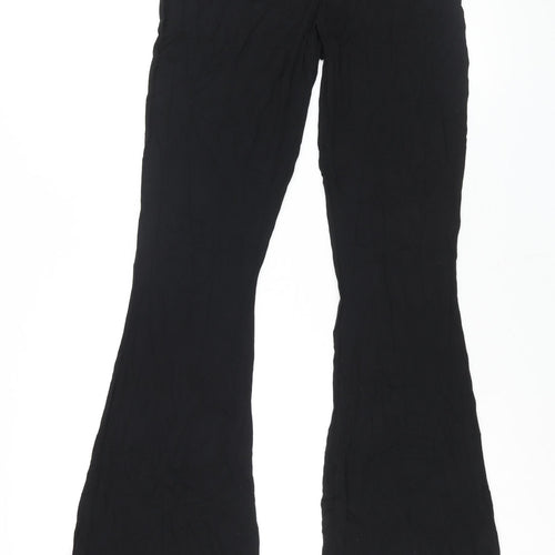 Boohoo Womens Black Viscose Trousers Size 16 L29 in Regular - Elasticated Waist