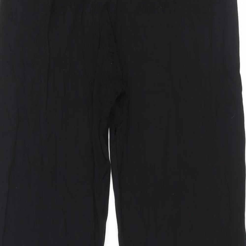 Boohoo Womens Black Viscose Trousers Size 16 L29 in Regular - Elasticated Waist