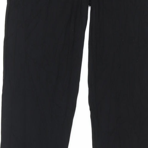 Boohoo Womens Black Viscose Trousers Size 16 L29 in Regular - Elasticated Waist