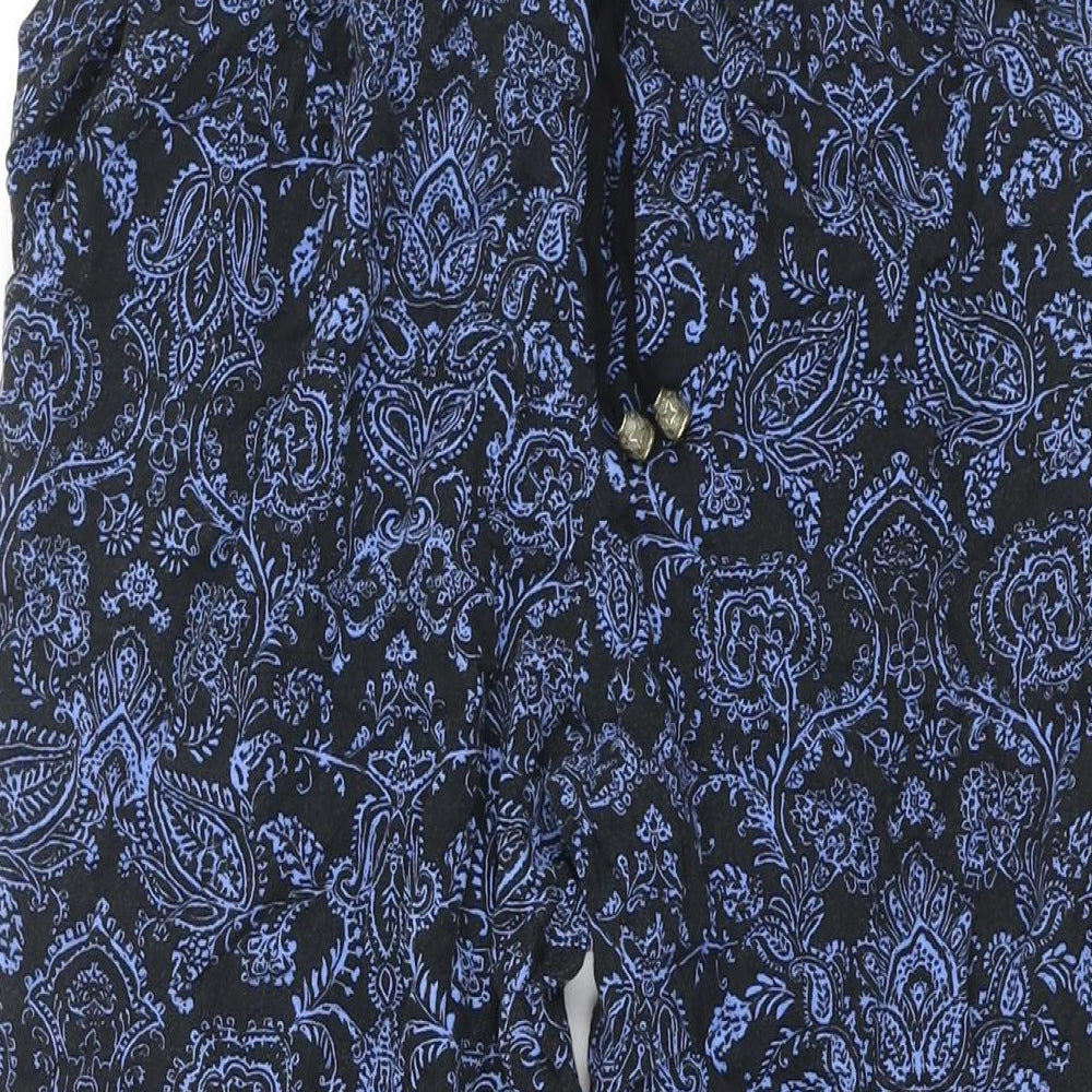 New Look Womens Blue Paisley Viscose Harem Trousers Size 10 L29 in Regular Drawstring