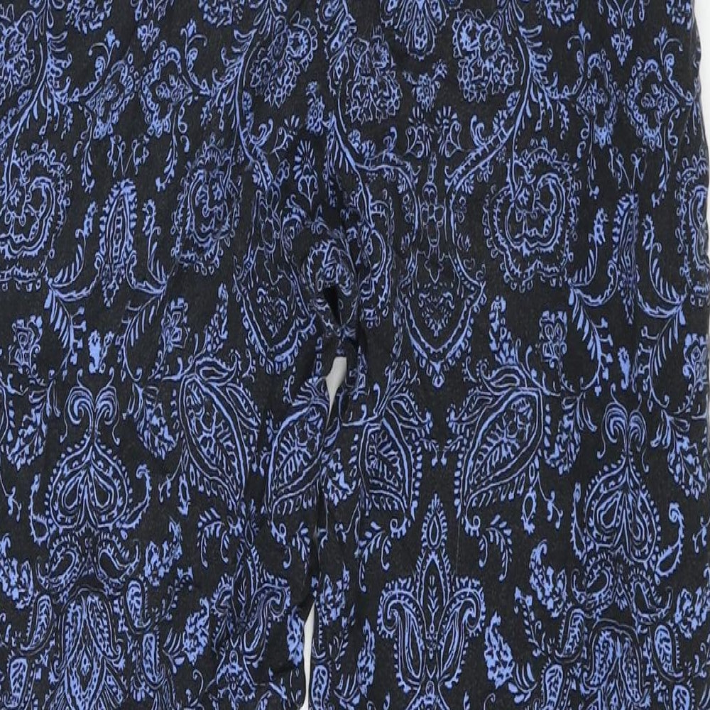 New Look Womens Blue Paisley Viscose Harem Trousers Size 10 L29 in Regular Drawstring