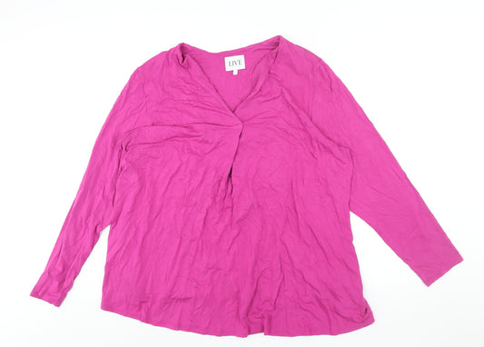 Live Womens Pink Viscose Tunic Blouse Size 20 V-Neck