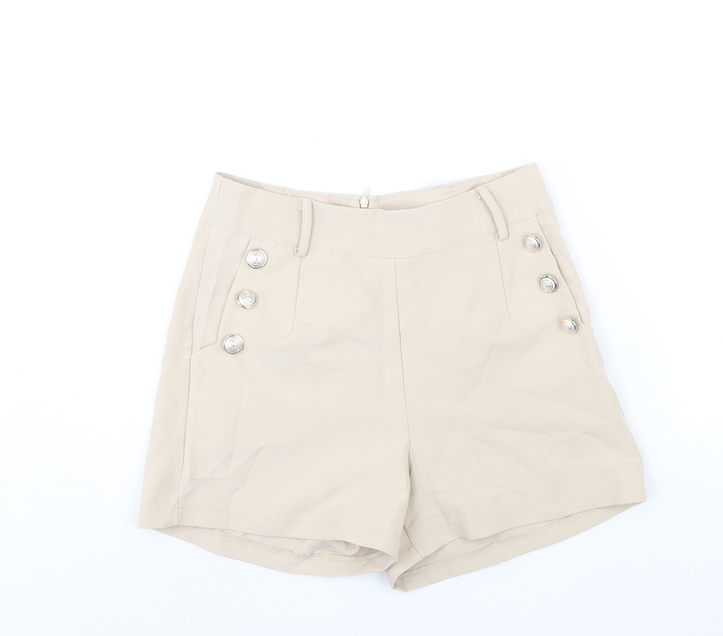 Quiz Womens Beige Polyester Sailor Shorts Size 10 L3 in Regular Zip - Button Detail