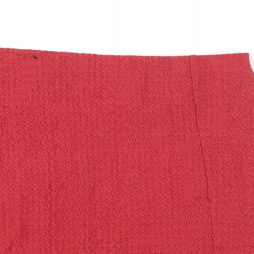 NEXT Womens Red Polyester Mini Skirt Size 12 - Front Slit Textured