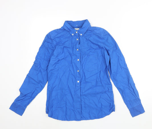 Gap Womens Blue Cotton Basic Button-Up Size XS Collared