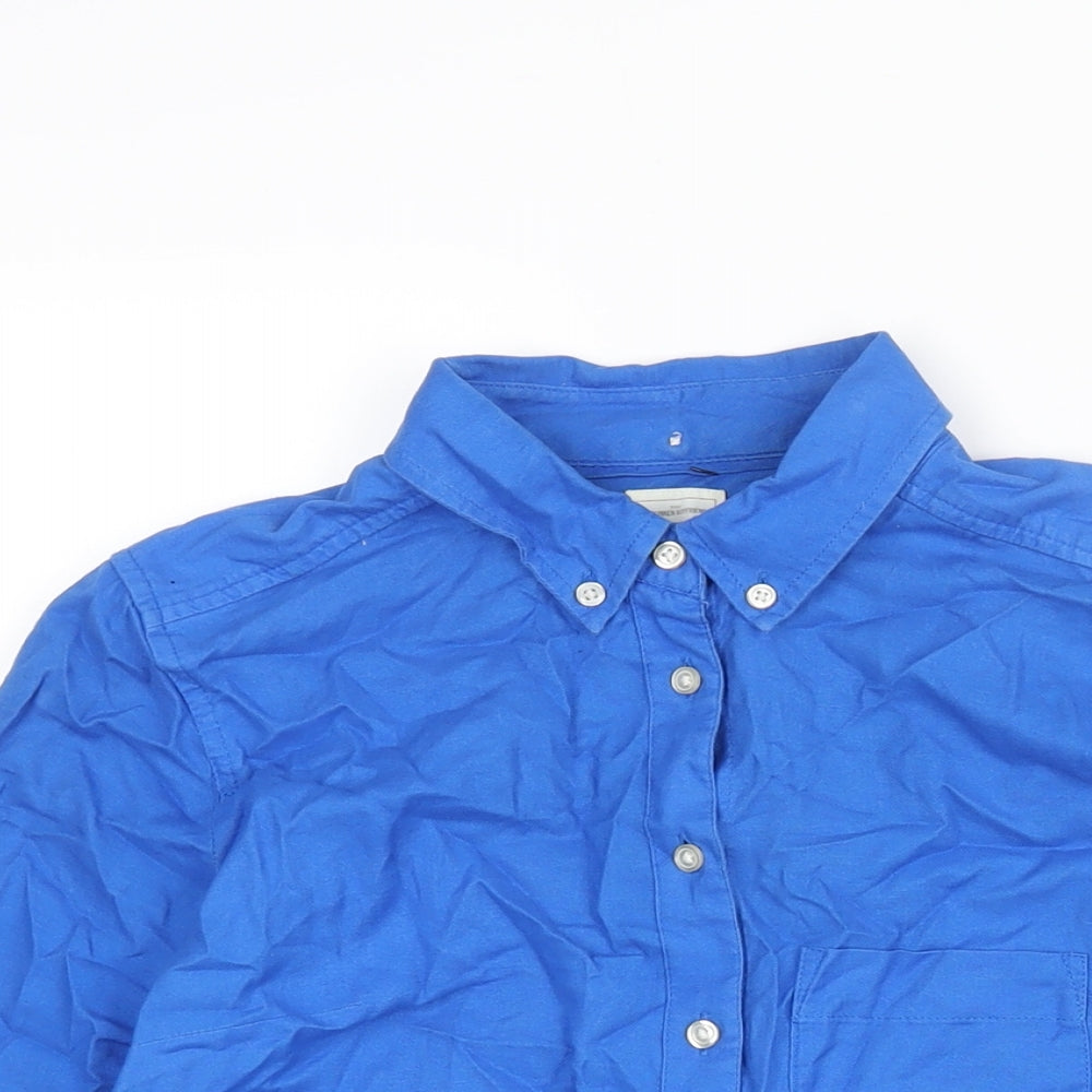 Gap Womens Blue Cotton Basic Button-Up Size XS Collared