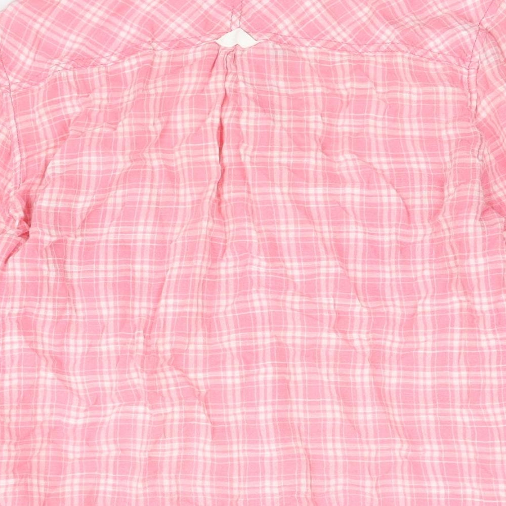 Marks and Spencer Womens Pink Check Cotton Basic Blouse Size 14 Collared