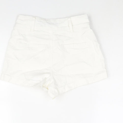 Primark Womens White Cotton Basic Shorts Size 6 L3 in Regular Button