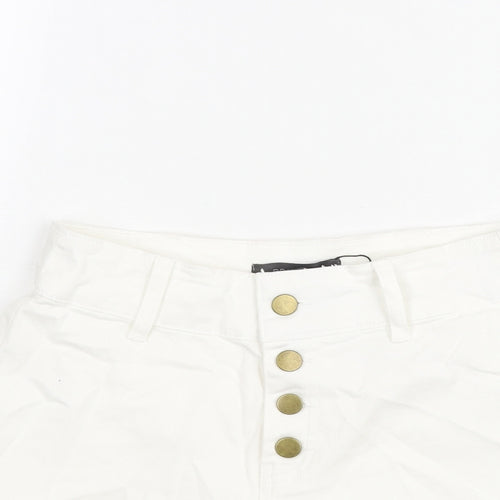 Primark Womens White Cotton Basic Shorts Size 6 L3 in Regular Button