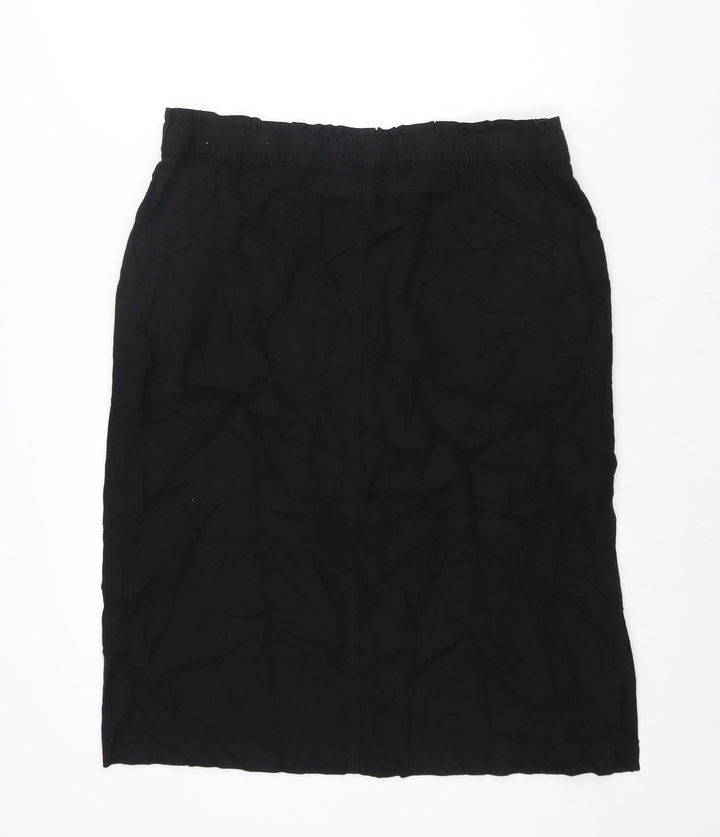 Marks and Spencer Womens Black Linen Straight & Pencil Skirt Size 18 Drawstring