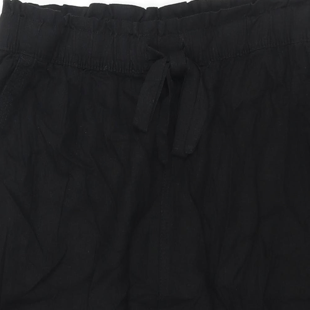 Marks and Spencer Womens Black Linen Straight & Pencil Skirt Size 18 Drawstring