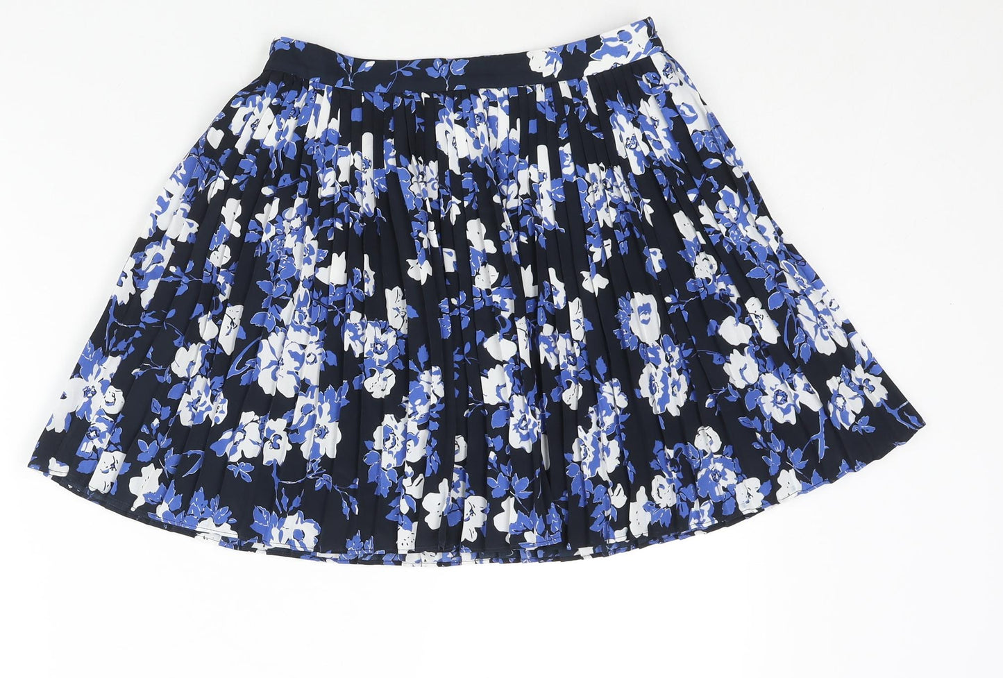 Jack Wills Womens Blue Floral Polyester Pleated Skirt Size 8 Zip