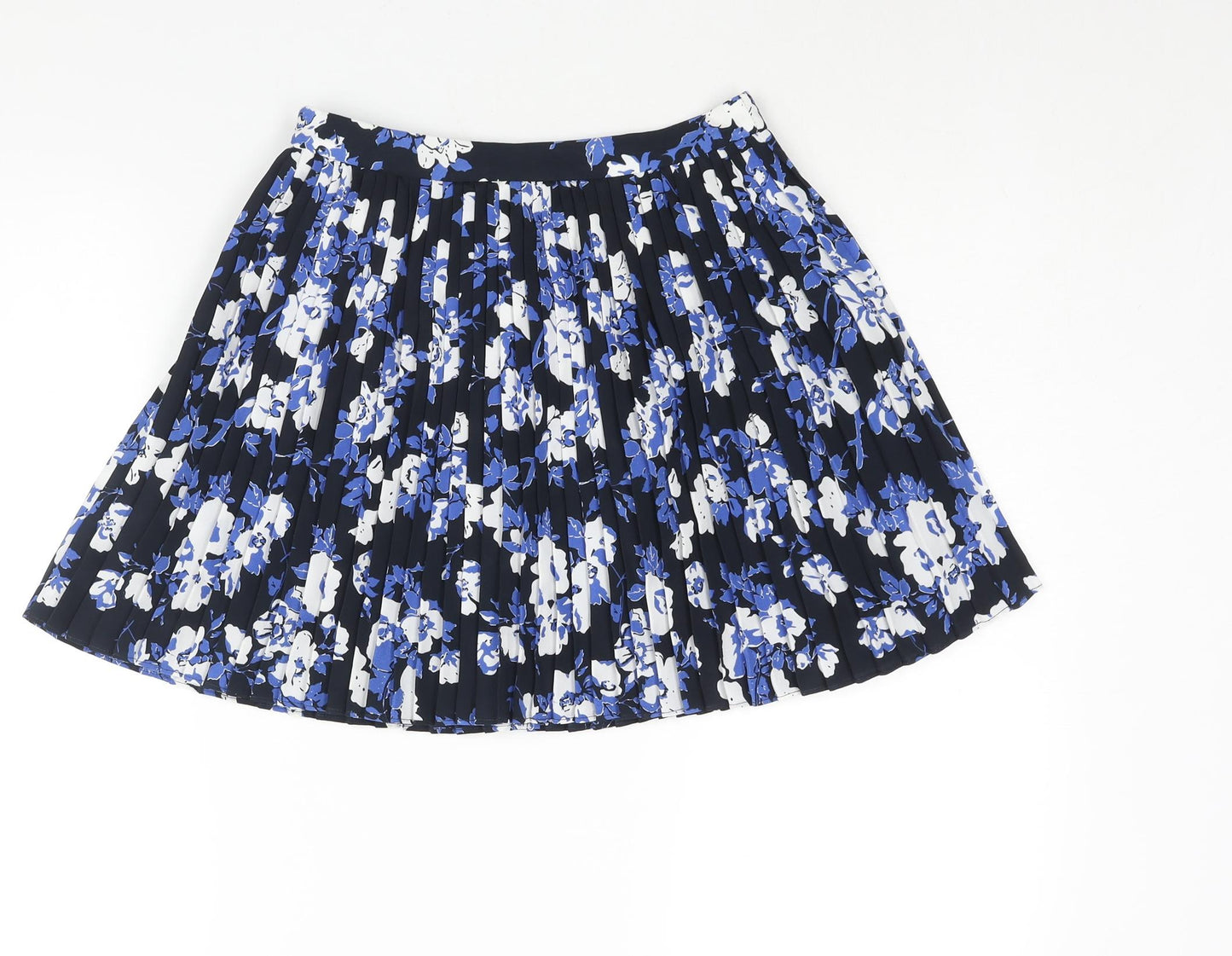 Jack Wills Womens Blue Floral Polyester Pleated Skirt Size 8 Zip