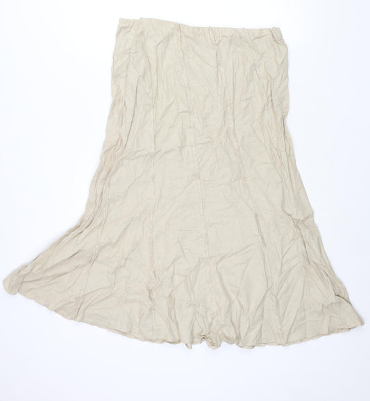 Marks and Spencer Womens Beige Linen Trumpet Skirt Size 16 - Raw Edge Detail