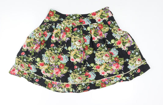 Joe Browns Womens Multicoloured Floral Cotton Flare Skirt Size 10 Zip - Belted