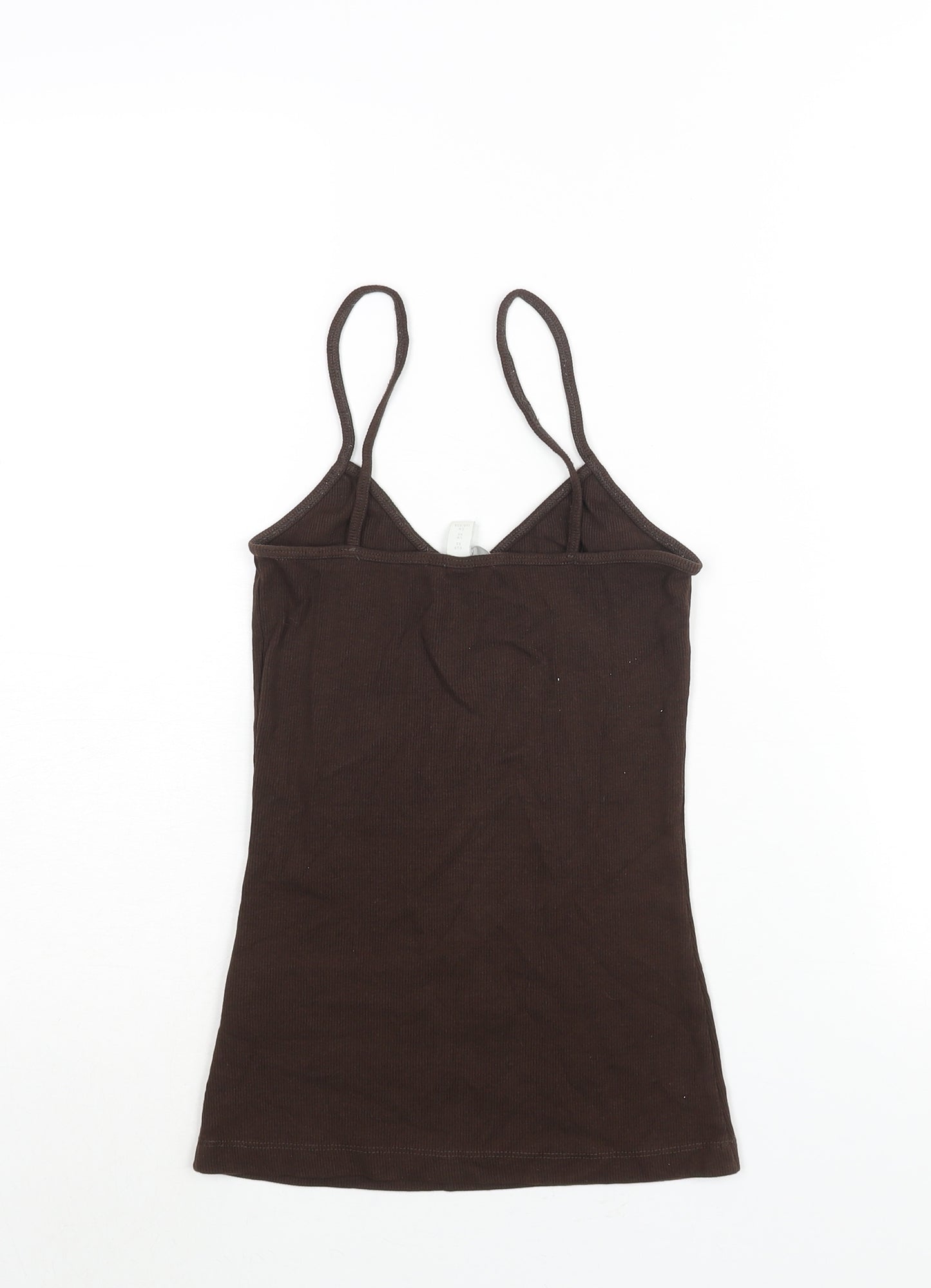 H&M Womens Brown Cotton Basic Tank Size XS Sweetheart - Ribbed