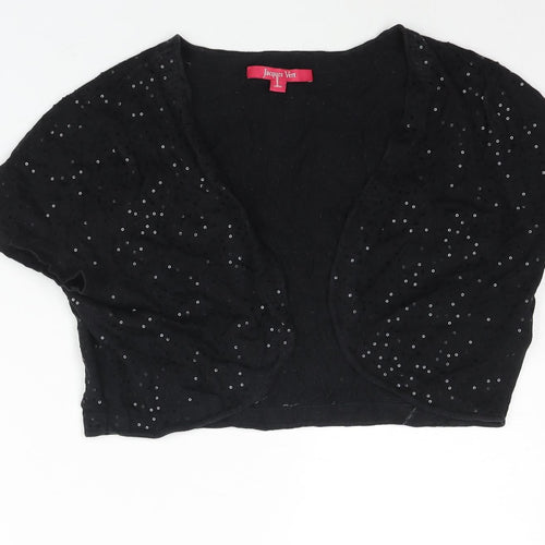 Jacques Vert Womens Black V-Neck Lyocell Shrug Jumper Size L - Sequin