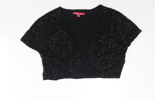 Jacques Vert Womens Black V-Neck Lyocell Shrug Jumper Size L - Sequin