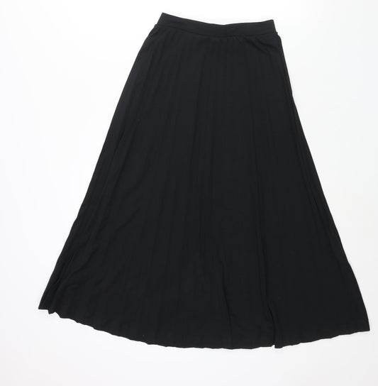 Marks and Spencer Womens Black Polyester Pleated Skirt Size 6 - Elasticated Waist