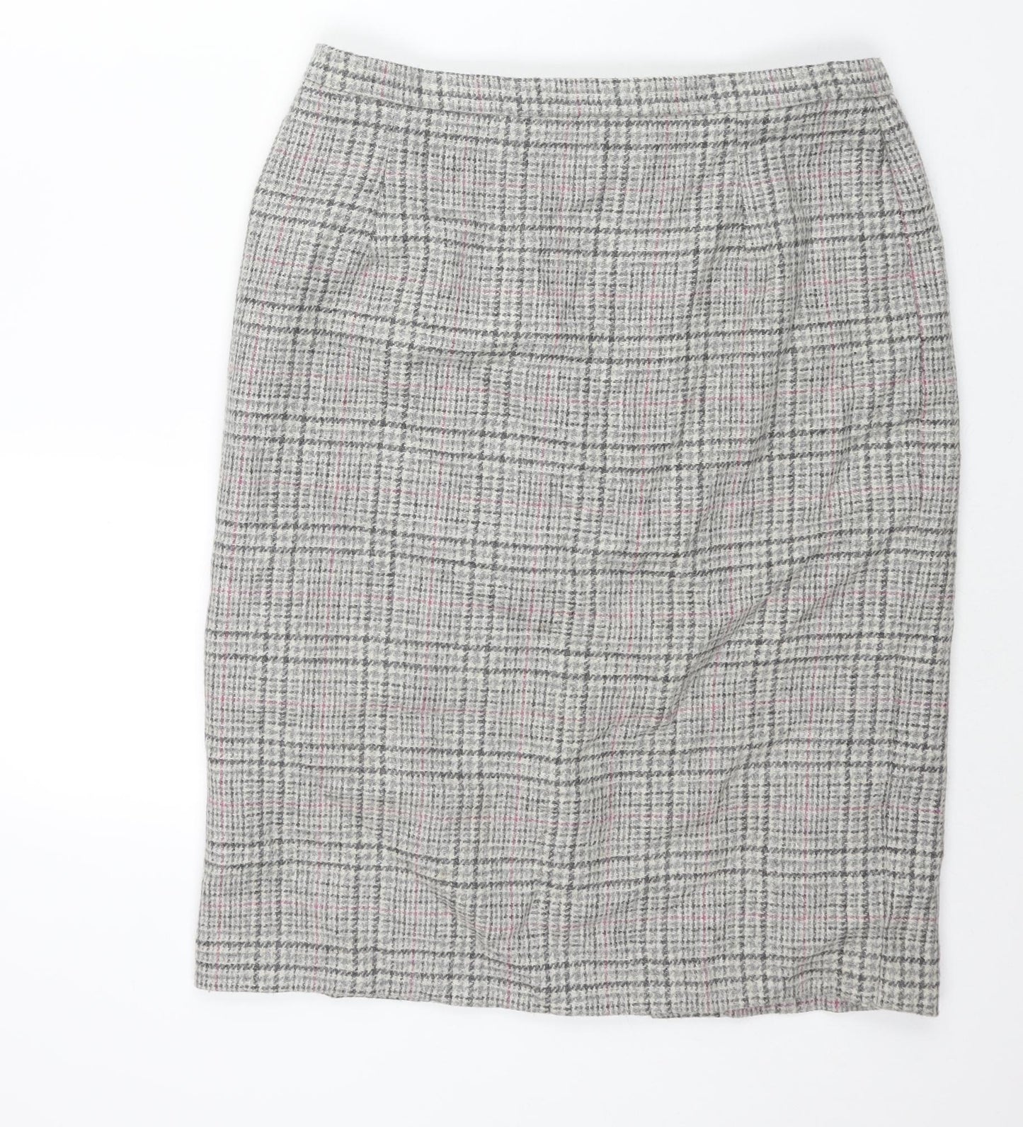 Cotswold Collections Womens Grey Check Wool Straight & Pencil Skirt Size 18 Zip