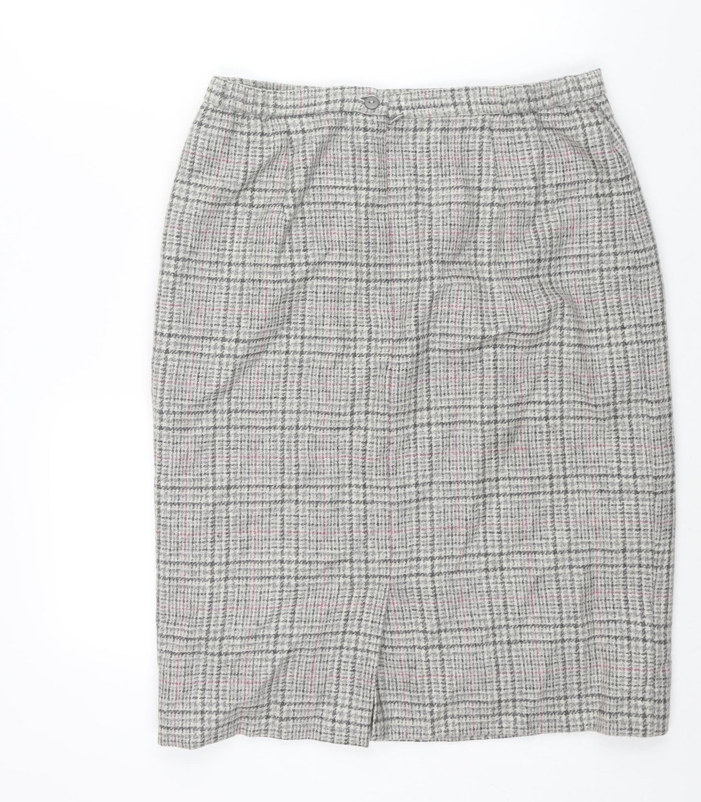 Cotswold Collections Womens Grey Check Wool Straight & Pencil Skirt Size 18 Zip