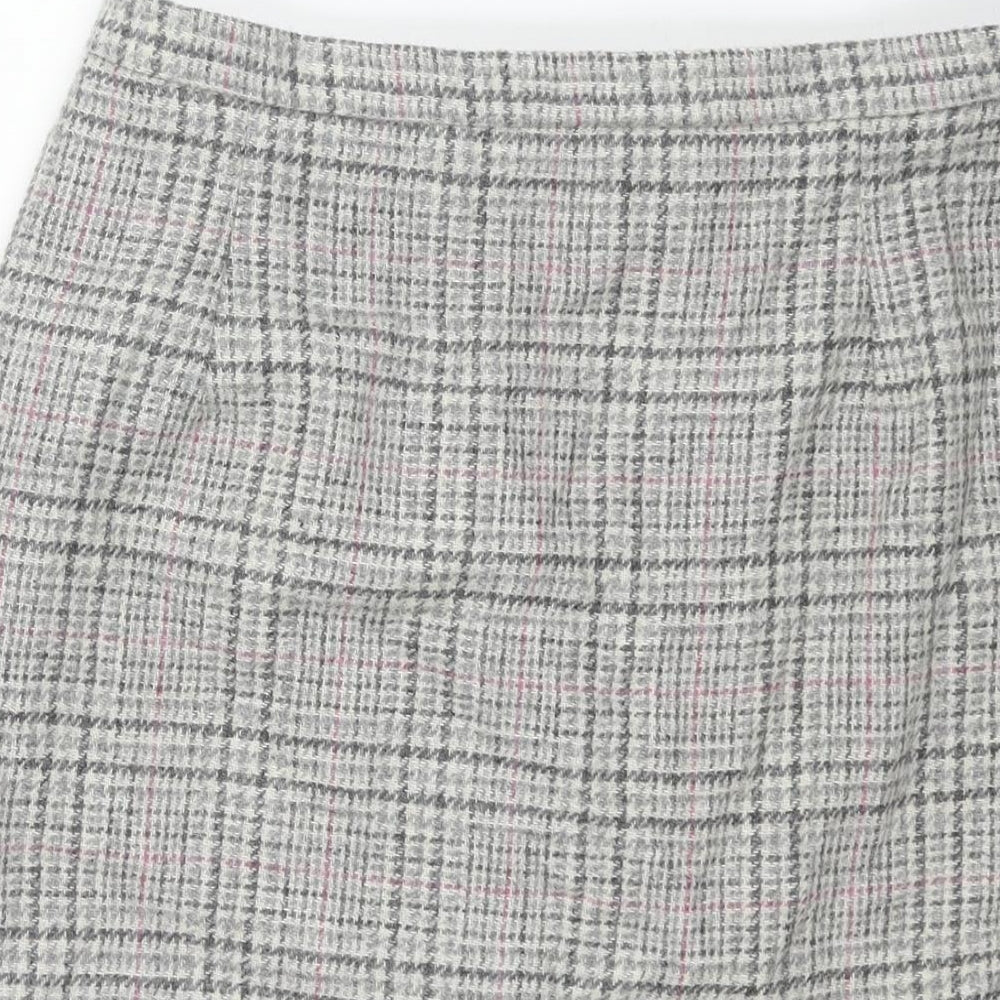 Cotswold Collections Womens Grey Check Wool Straight & Pencil Skirt Size 18 Zip