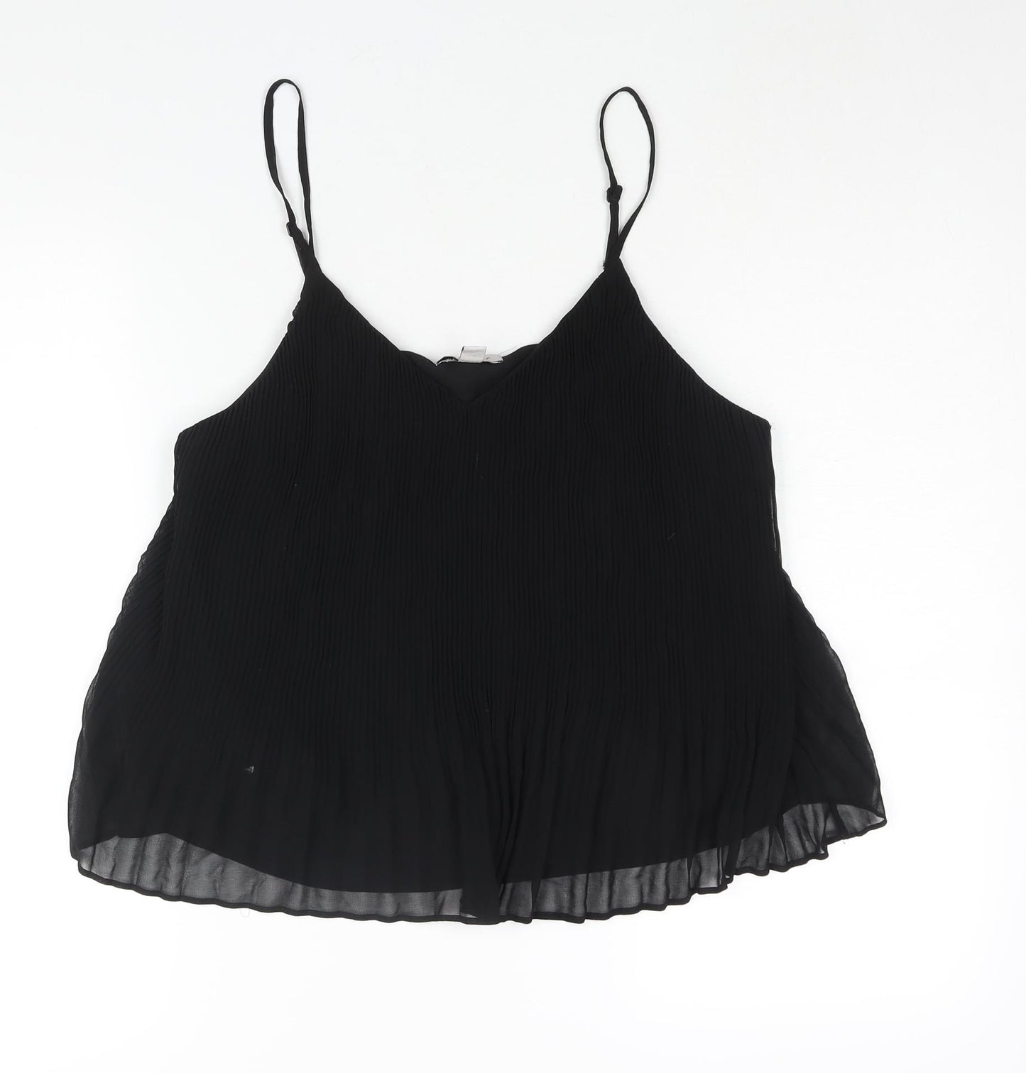 Topshop Womens Black Polyester Camisole Blouse Size 12 V-Neck - Plisse