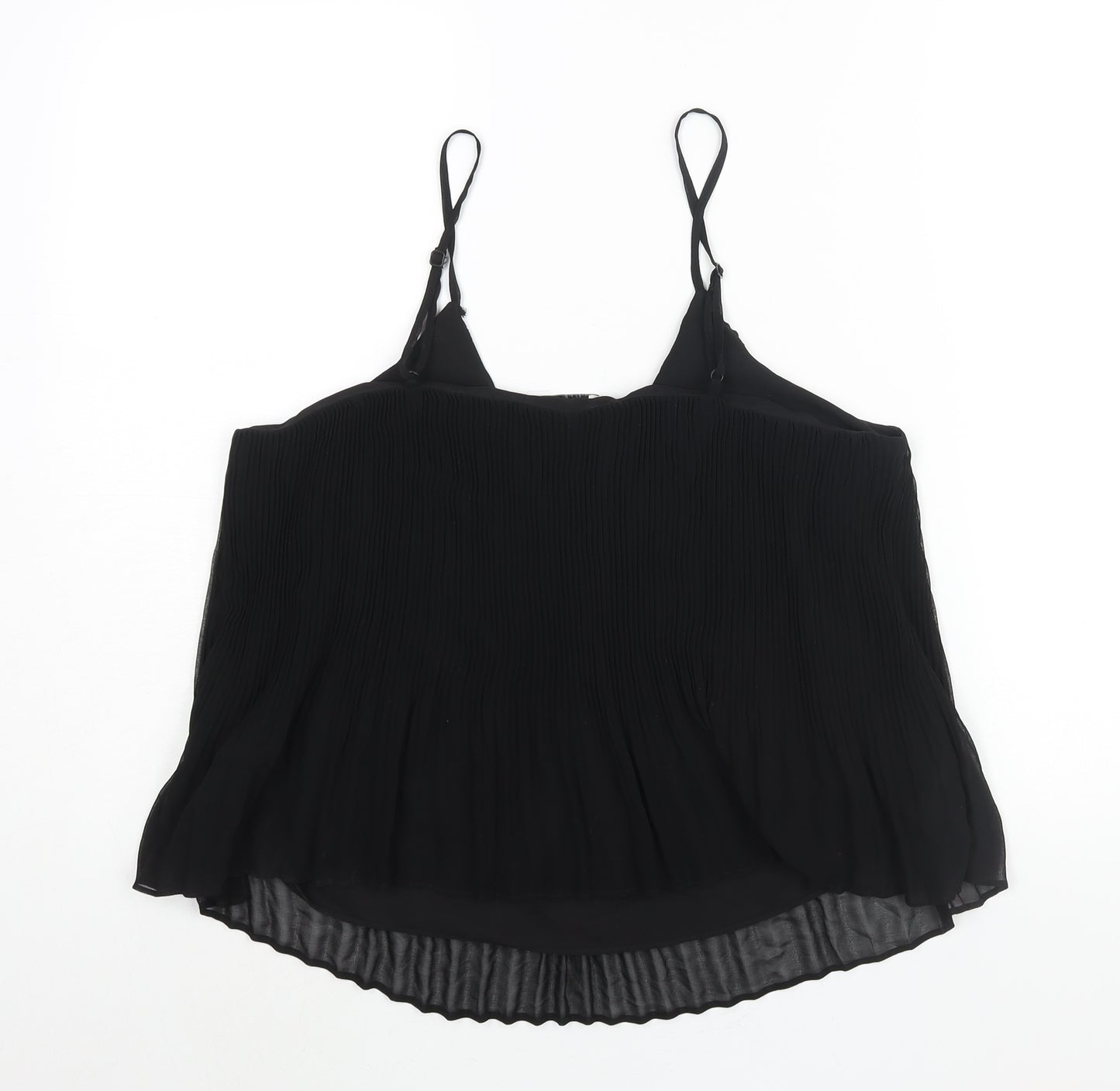 Topshop Womens Black Polyester Camisole Blouse Size 12 V-Neck - Plisse