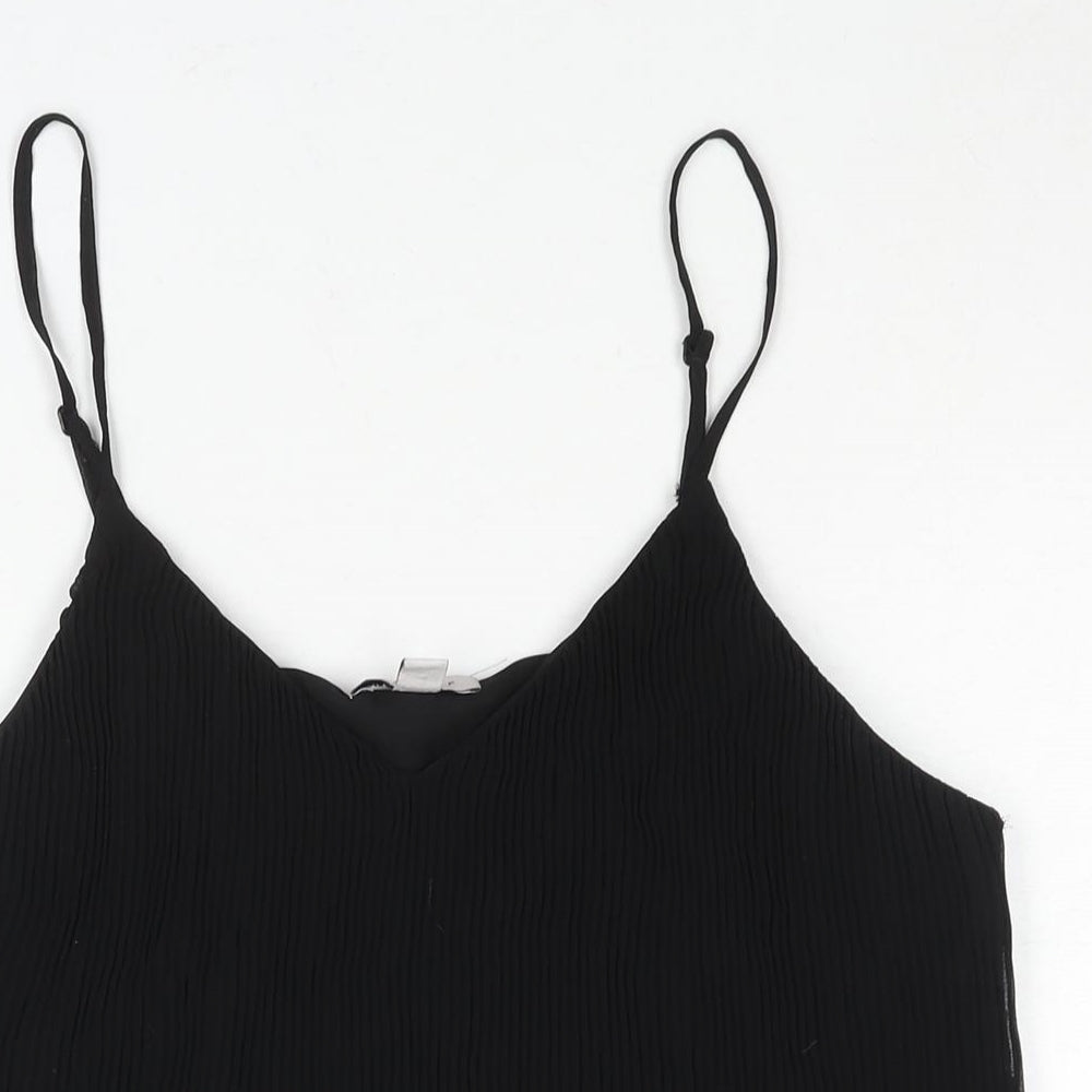 Topshop Womens Black Polyester Camisole Blouse Size 12 V-Neck - Plisse